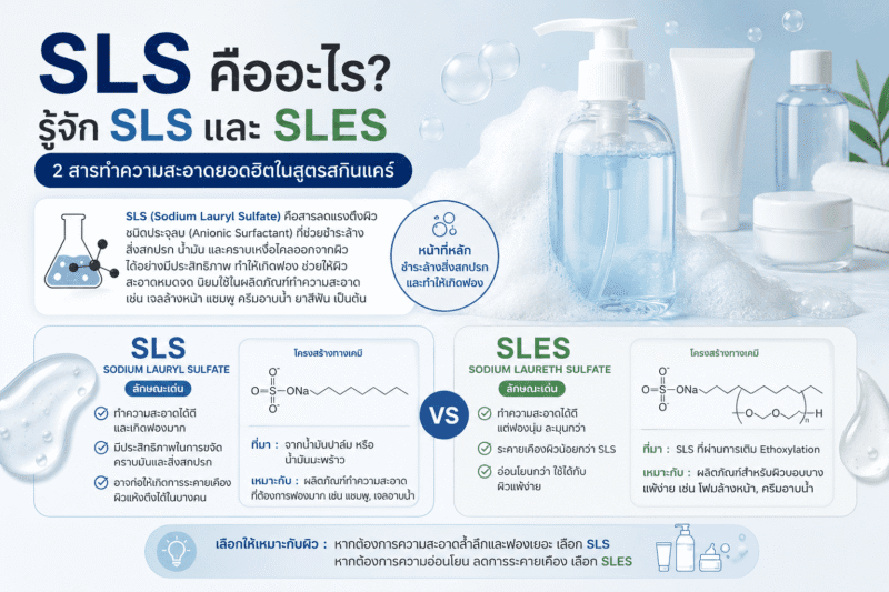 SLS คือสารลดแรงตึงผิวในผลิตภัณฑ์ทำความสะอาด